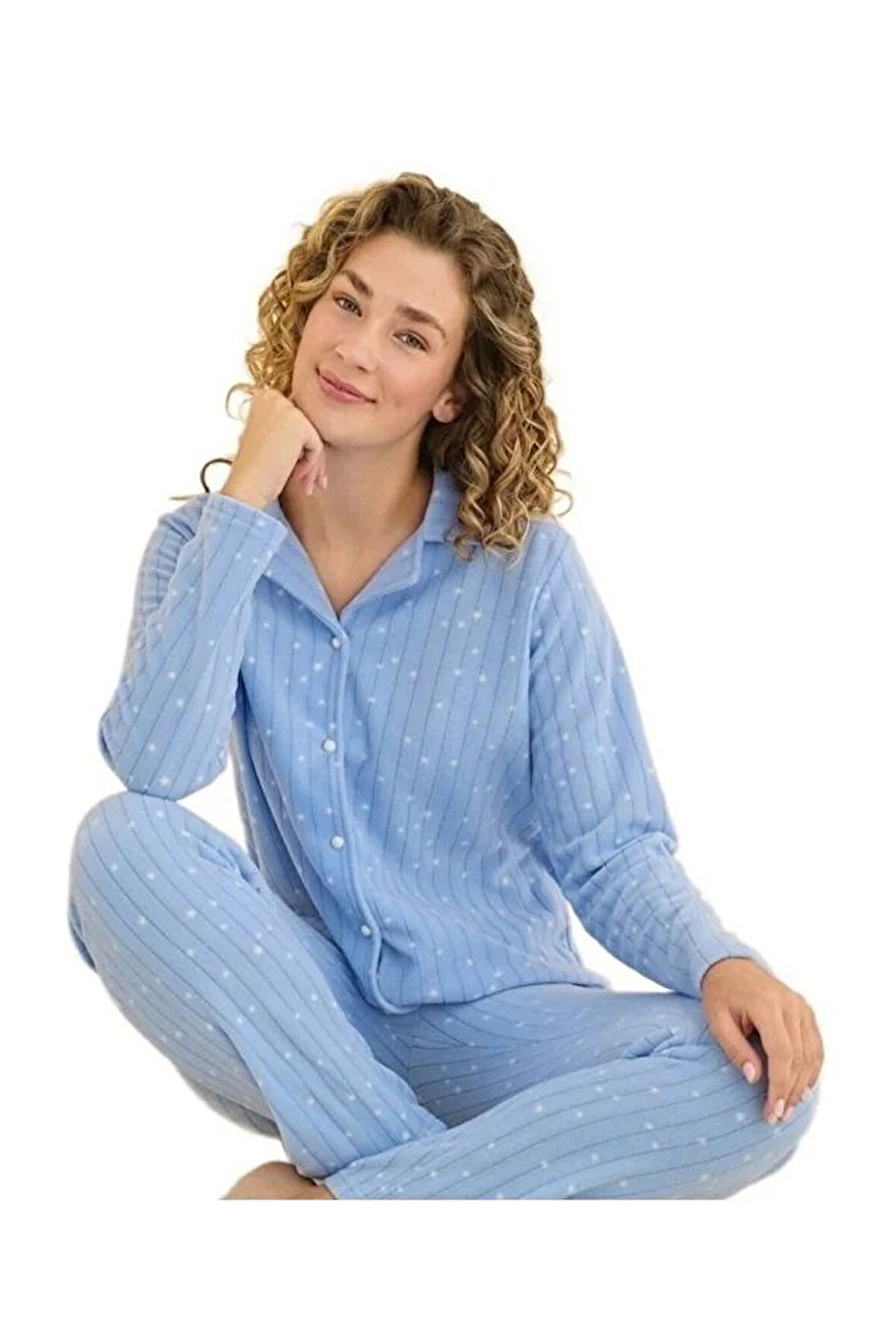 Minel Collection Kadın Pijama Takımı Uzun Kollu Yumuşak Dokulu Esnek ve Rahat Ev Giyim S/2XL