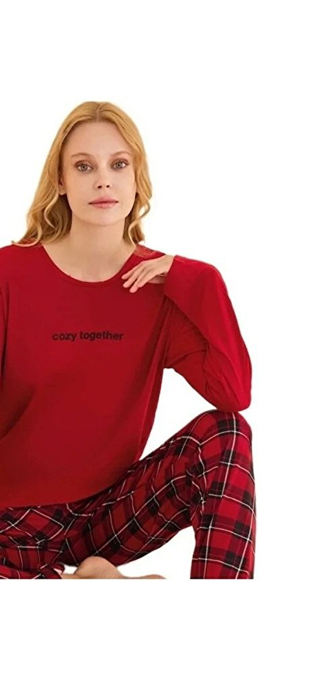 Mina Collection Kadın Pijama Takımı  Uzun Kollu Yumuşak Dokulu  Esnek ve Rahat Ev Giyim S/2XL