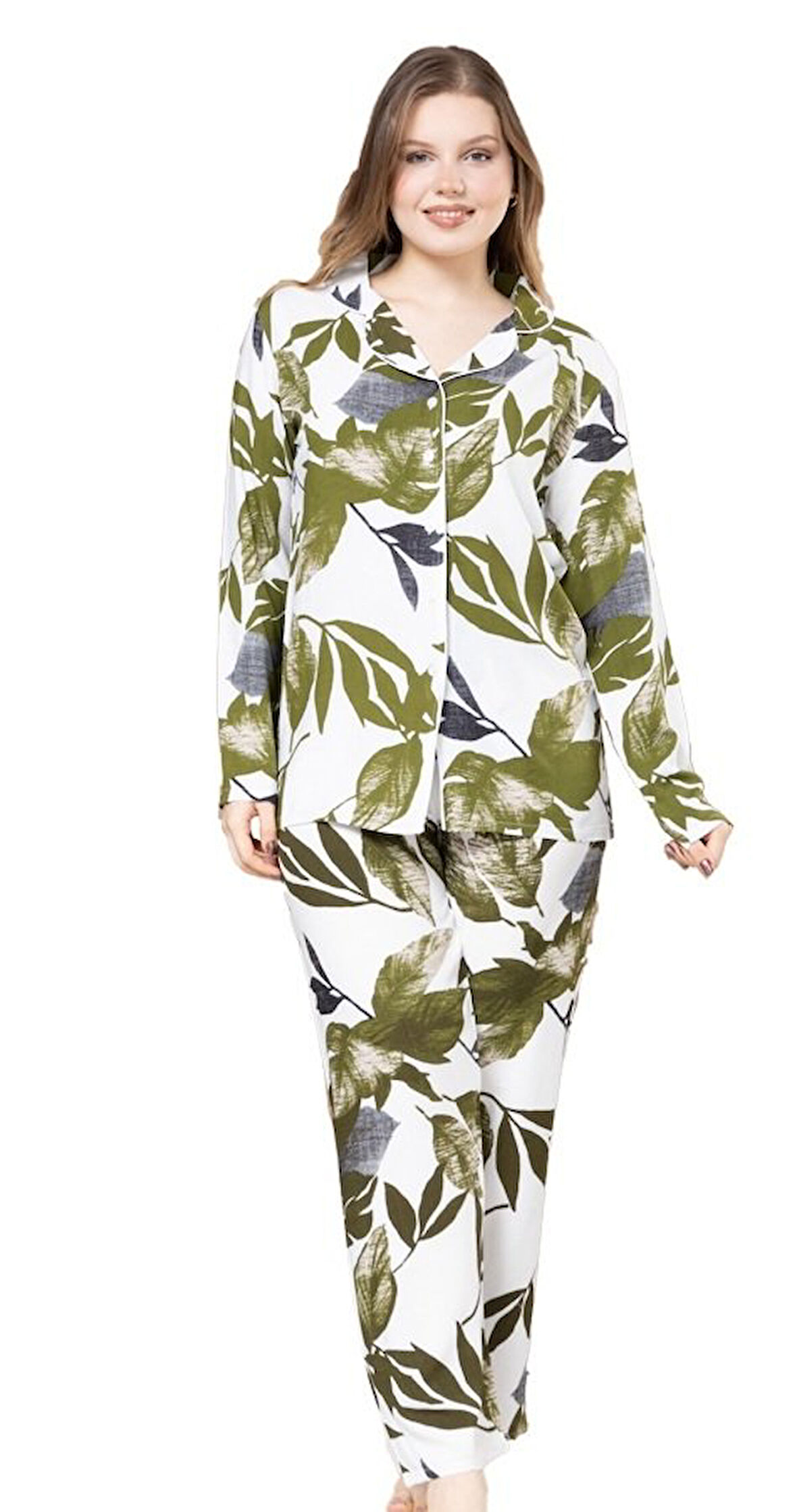 Yaren Collection Pamuklu Kadın Pijama Takımı Uzun Kollu Nefes Alan Esnek ve Konforlu Ev Giyim S/2XL