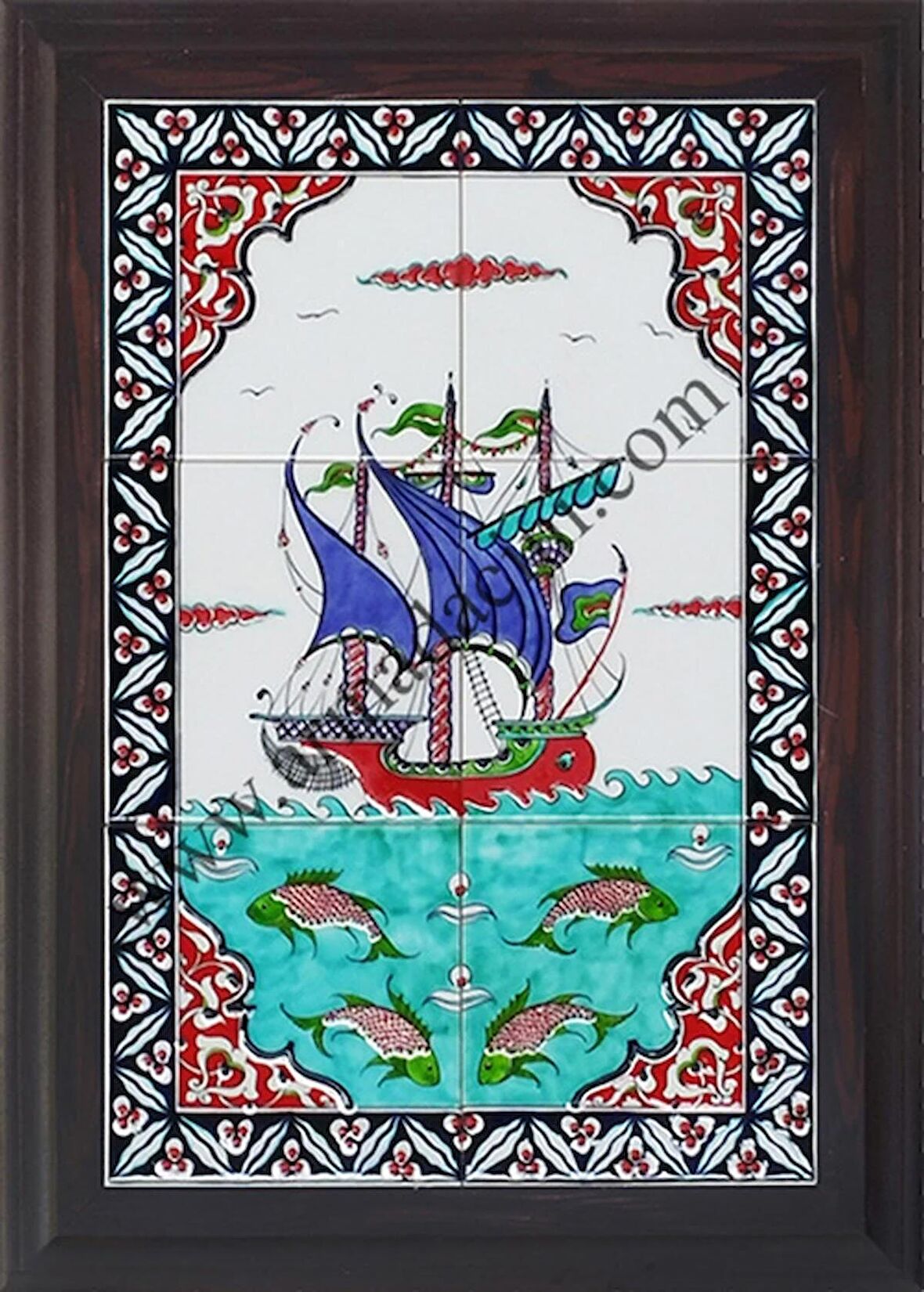 Armada Çini 40x60 Cm ED 500 İznik Kalyon El dekoru Çini Pano