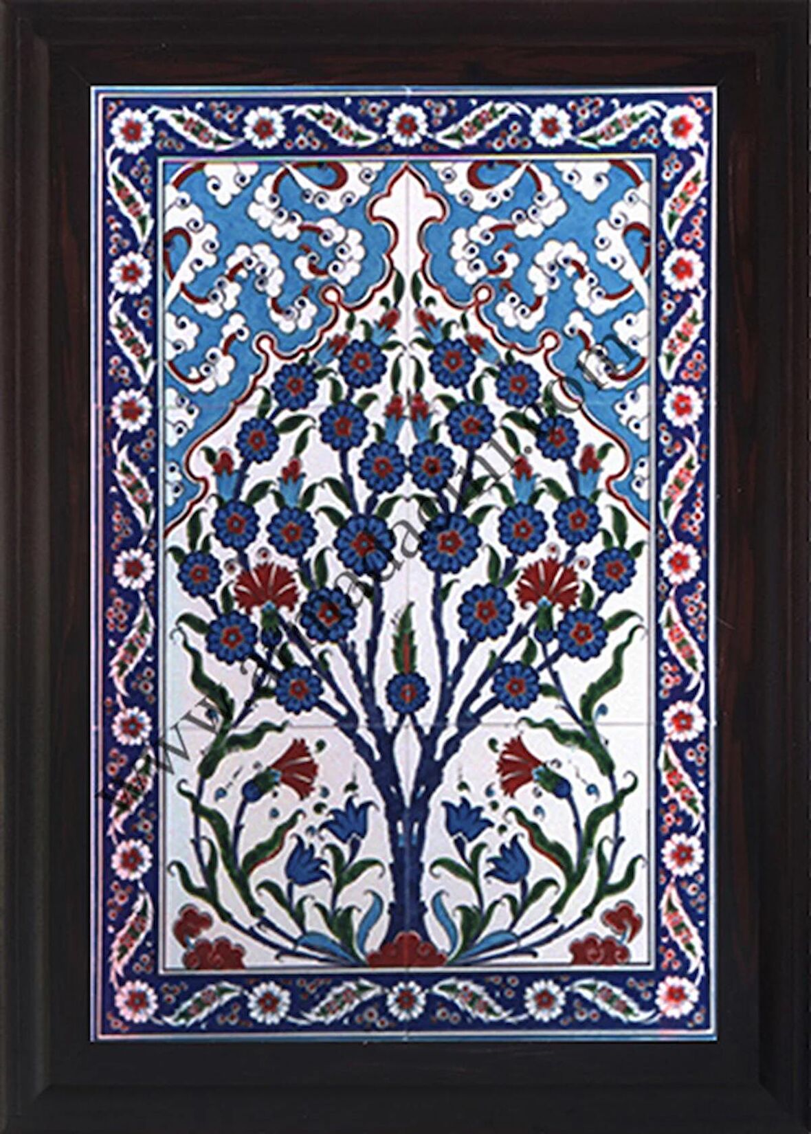 Armada Çini 40x60 Cm ED 514 Kobalt Hayat ağaç El dekoru Çini Pano