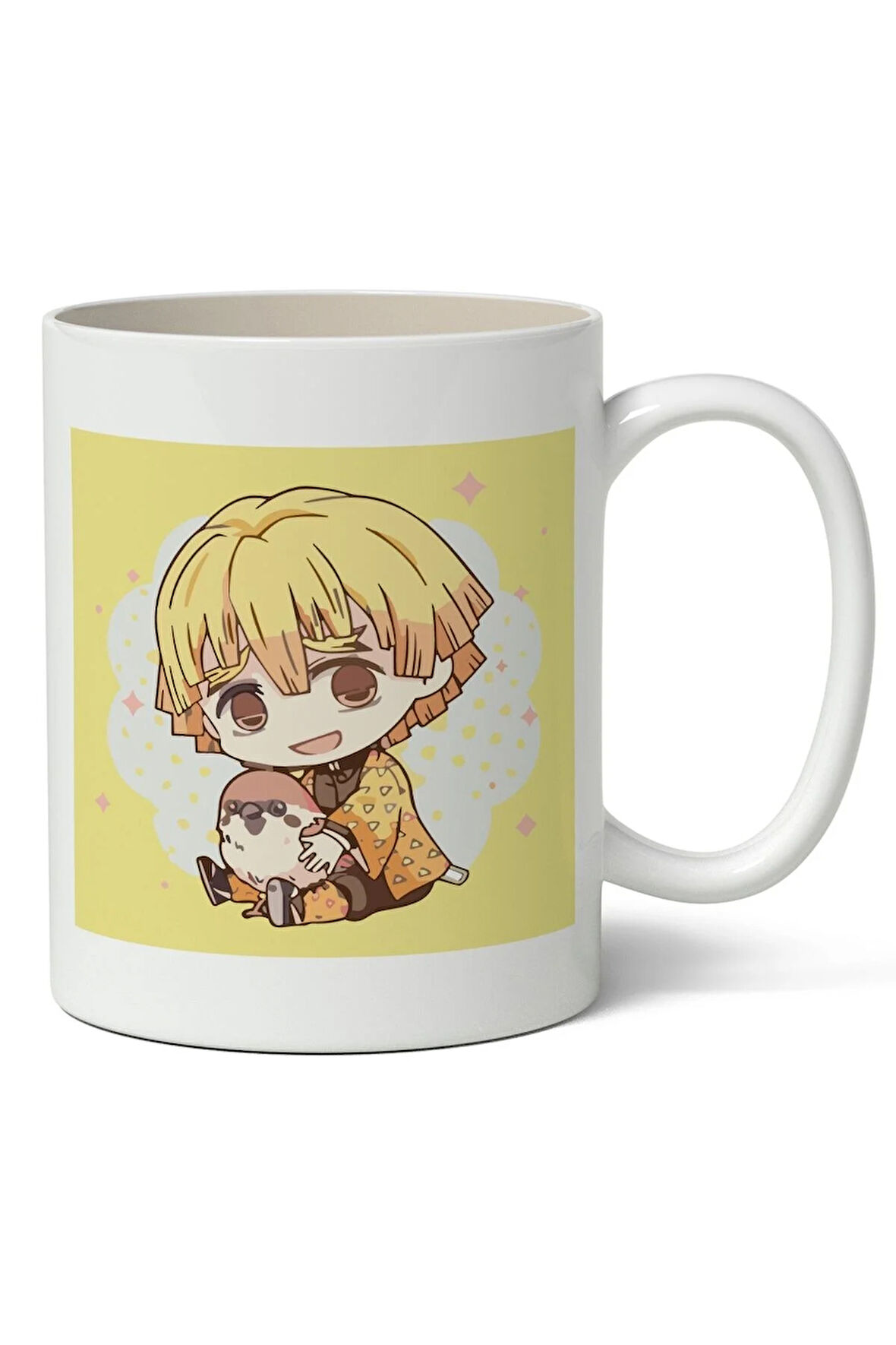 Demon Slayer Zenitsu Agatsuma Anime Baskılı Karakterler Baskılı Beyaz Kupa Bardak