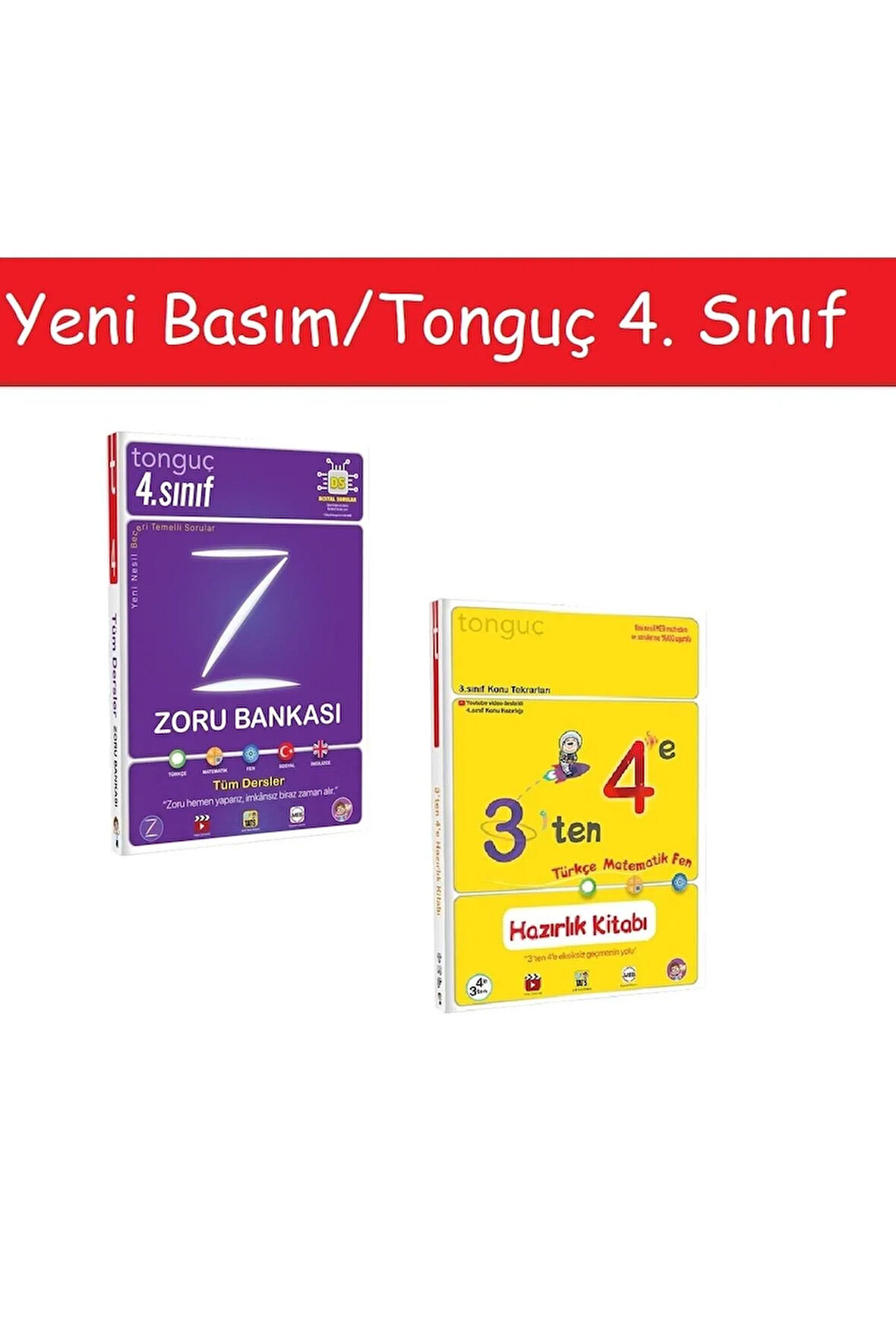 Tonguç 4. Sınıf Tüm Dersler Zoru Bankası & 3'ten 4'e Hazırlık Kitabı