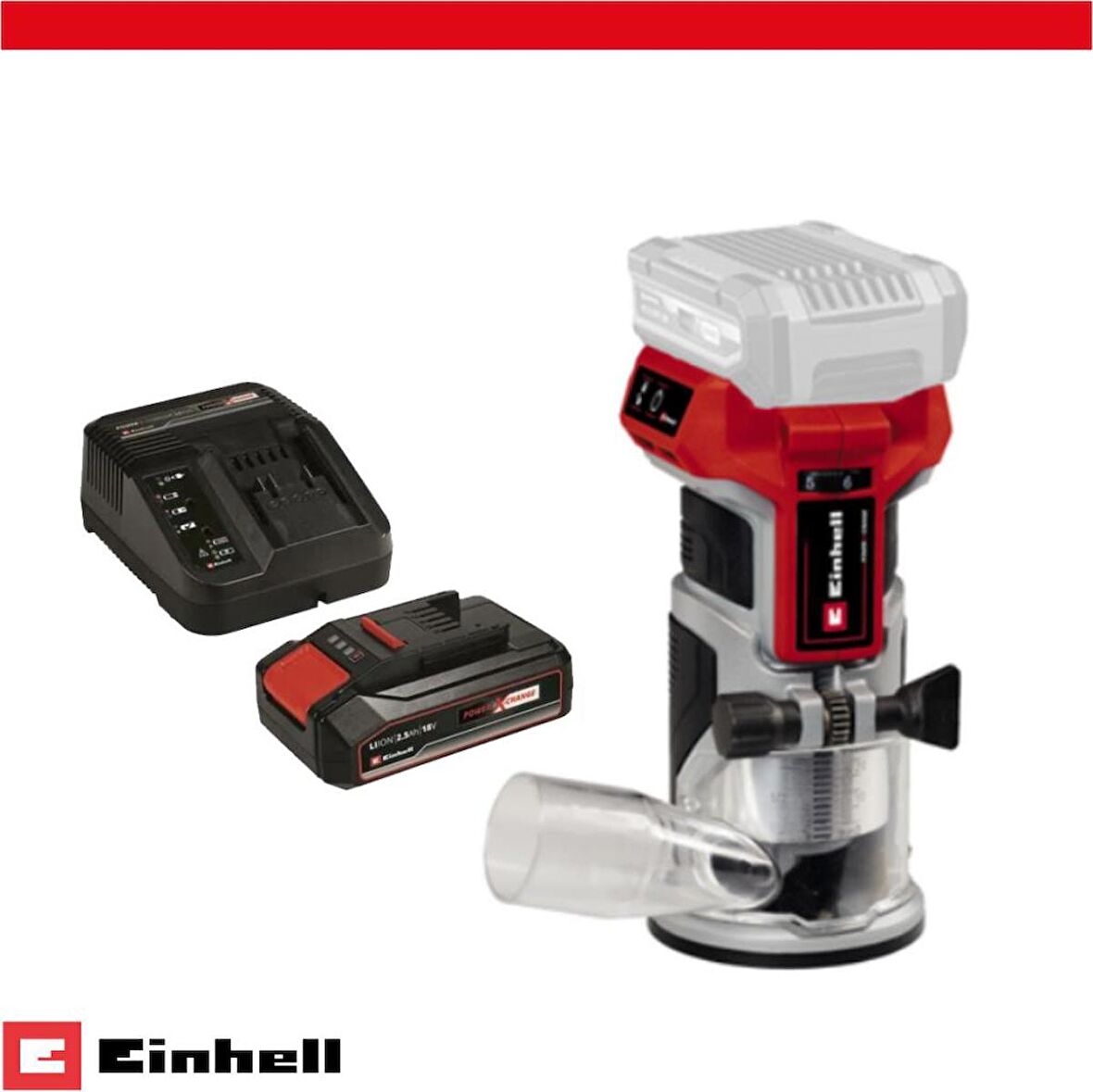 Einhell TP-ET 18 Li BL Solo Akülü Kenar Freze Makinesi ve  18V 2.5 Ah PXC Starter Kit (Başlangıç Seti)