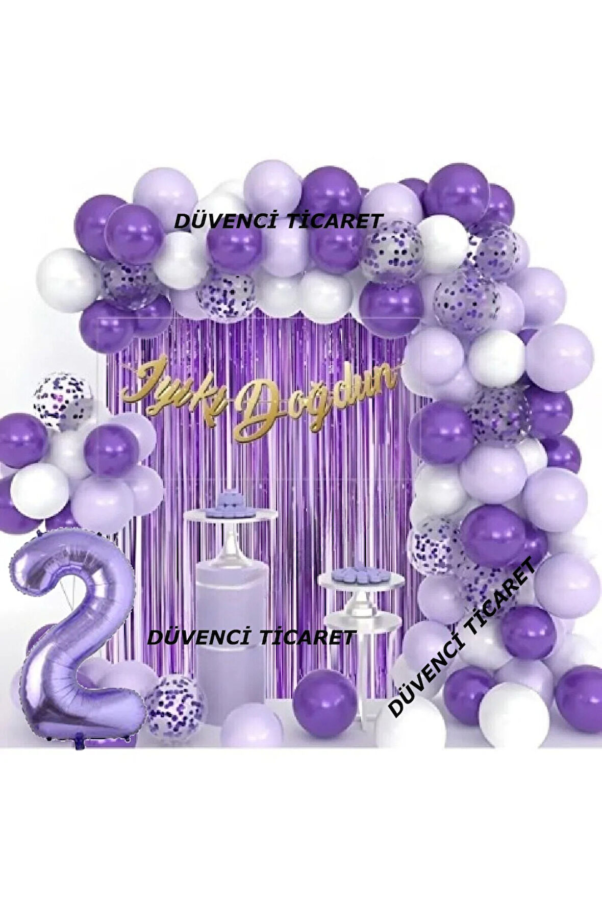 MOR RAKAMLI MOR LİLA BEYAZ BOLON ZİNCİR SET