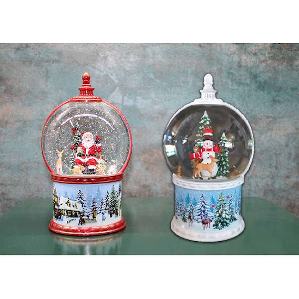 STARSTUFFS Kardan Adam Ve Noel Babalı Işıklı Müzikli Kar Küresi 