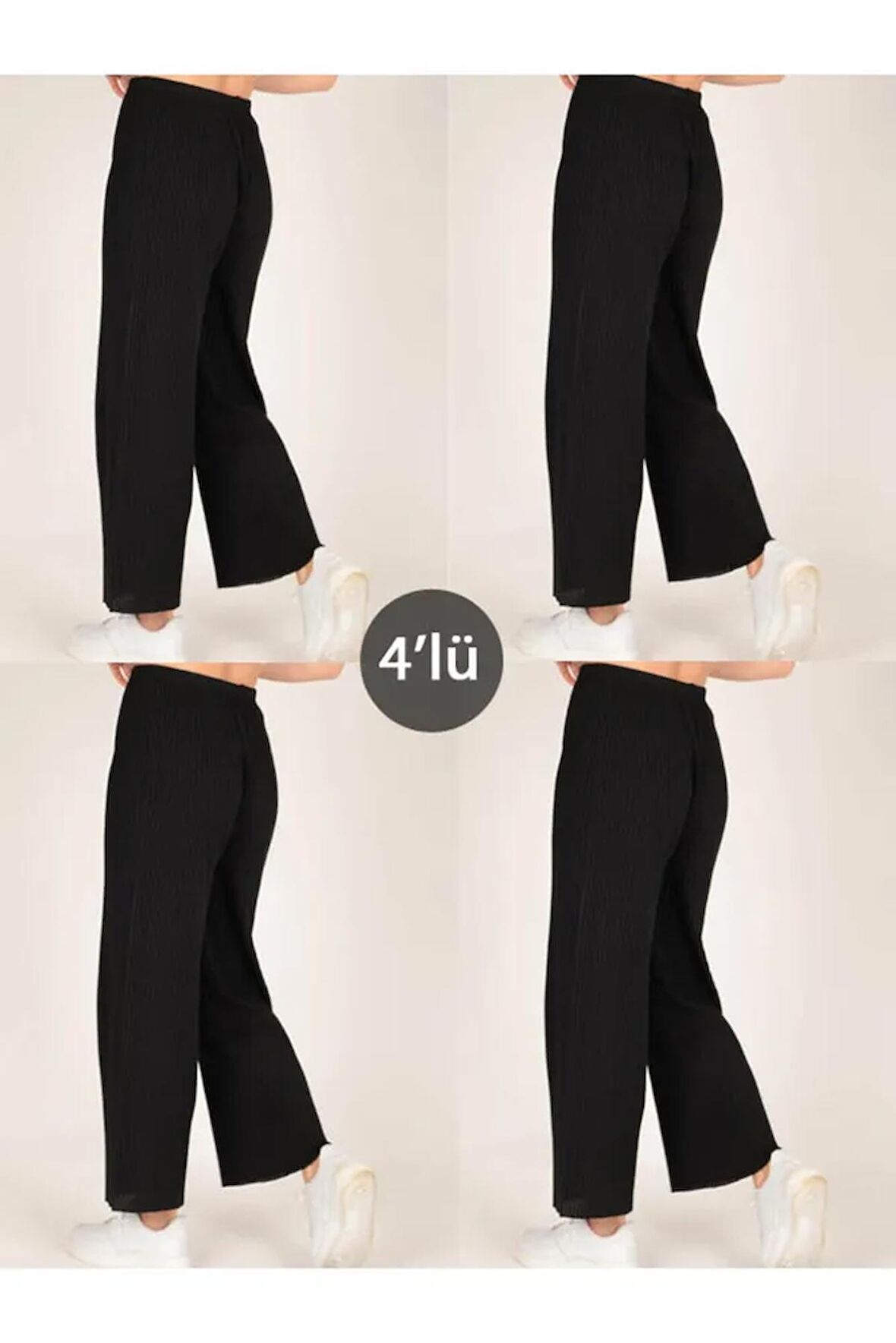 4'lü Likralı Bol Paça Rahat Kadın Pijama Altı Tek Alt Pijama Altı 2027-1