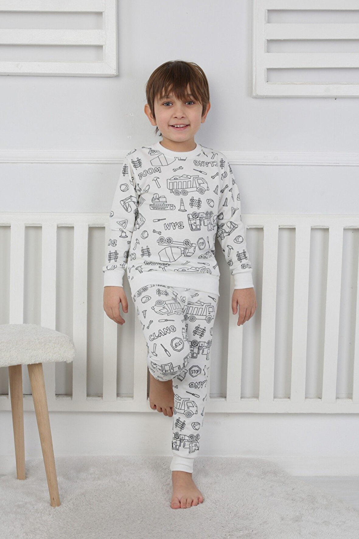 Boyanabilir Çocuk Pijama Takımı + Kalem Hediyeli I Renkli Rüyalar I Her Yıkamada Yeniden Tasarla