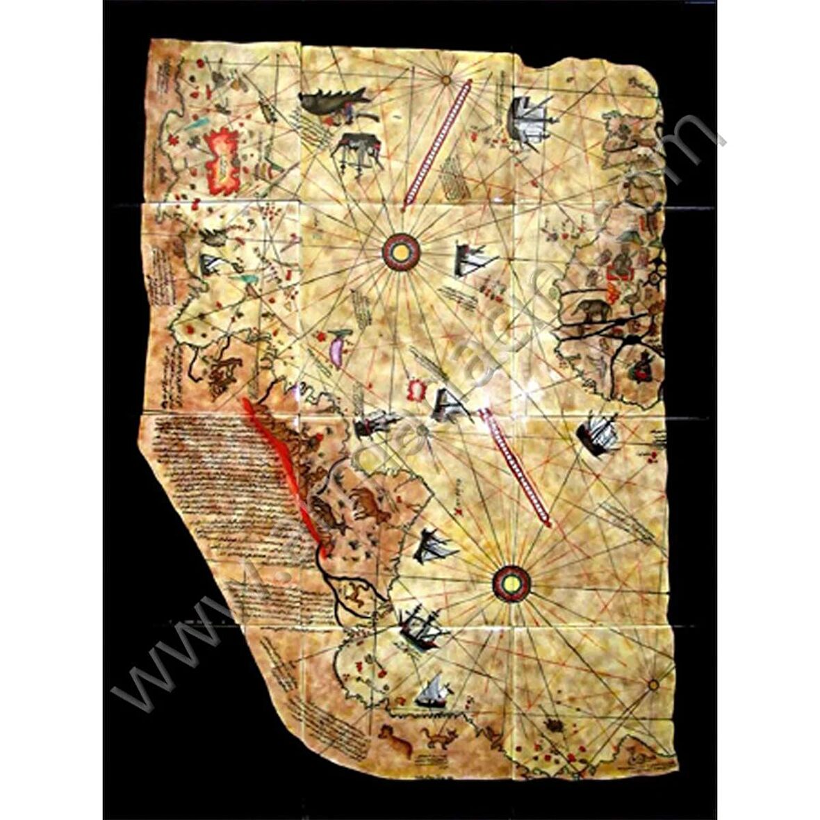 Armada Çini 60x100 Cm ED 609 Piri Reis El dekoru Çini Pano