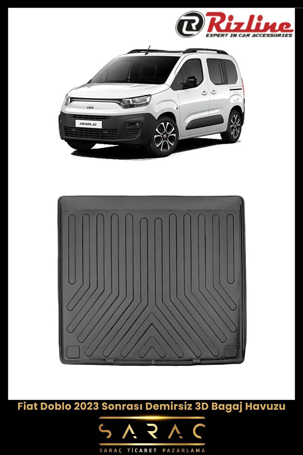 Rizline Fiat Doblo 2023 Model Demirsiz 3D Bagaj Havuzu