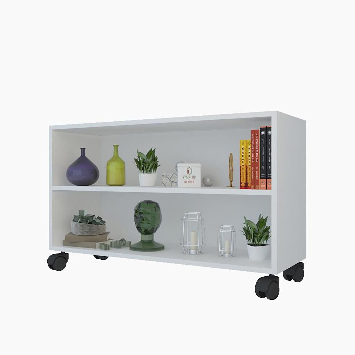 Kenzlife kitaplık beril 068*090*020 byz tekerlekli mutfak dolabı banyo ofis ayakkabılık kiler