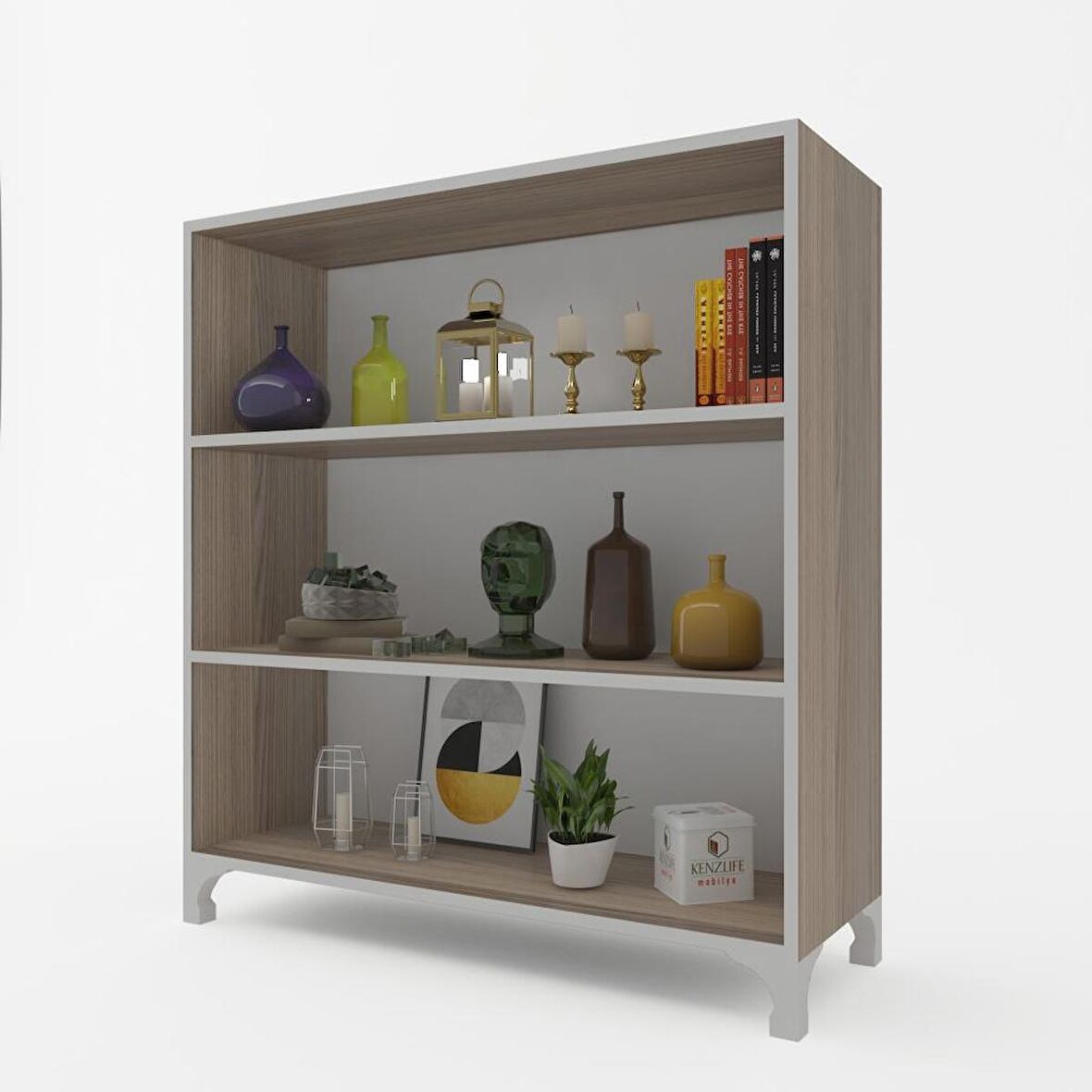 Kenzlife kitaplık tuğçe 108*090*020 crd ayaklı mutfak dolabı banyo ofis ayakkabılık kiler