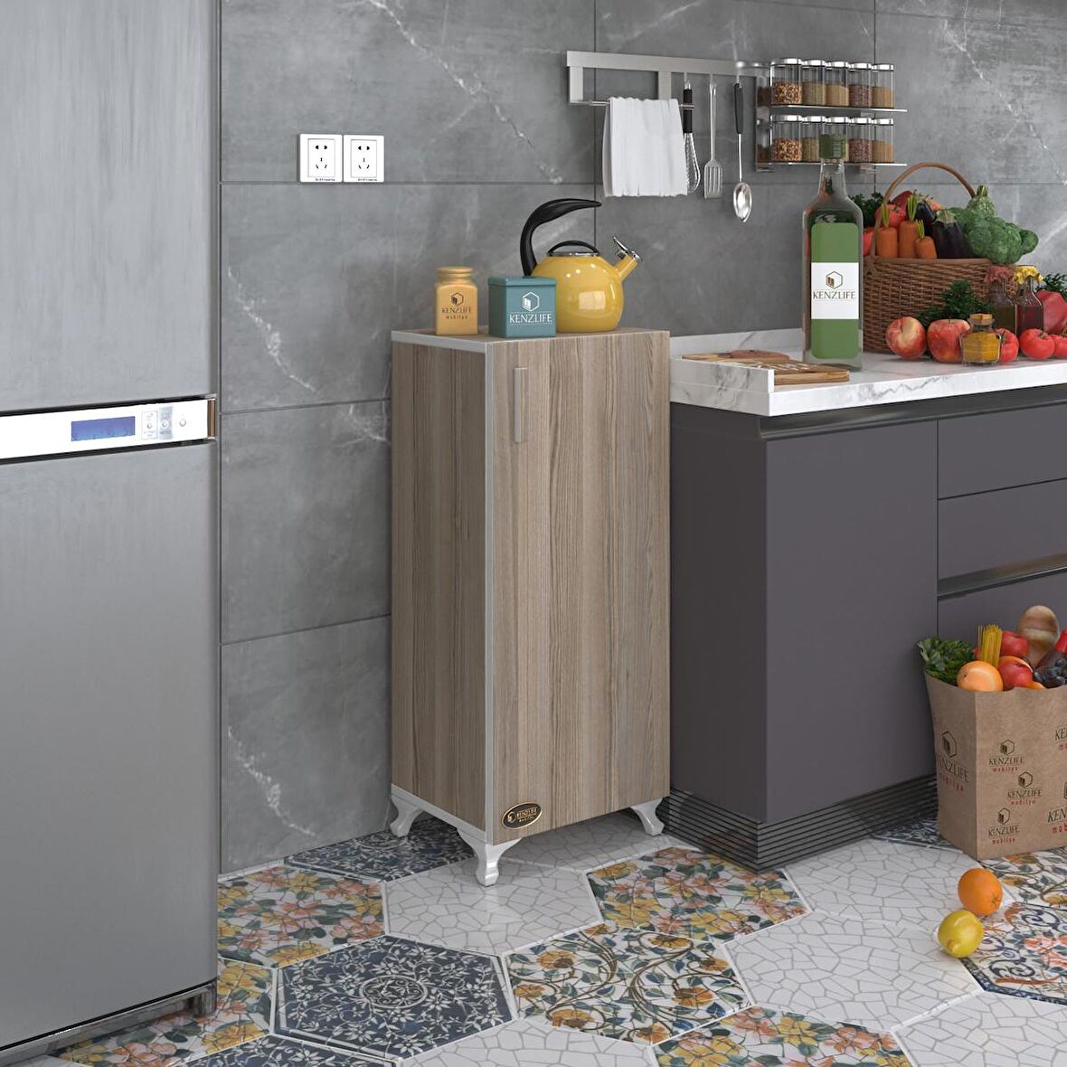 Kenzlife mutfak dolabı mine 088*030*032 crd kapaklı ayaklı banyo evrak ofis kitaplık ayakkabılık kiler