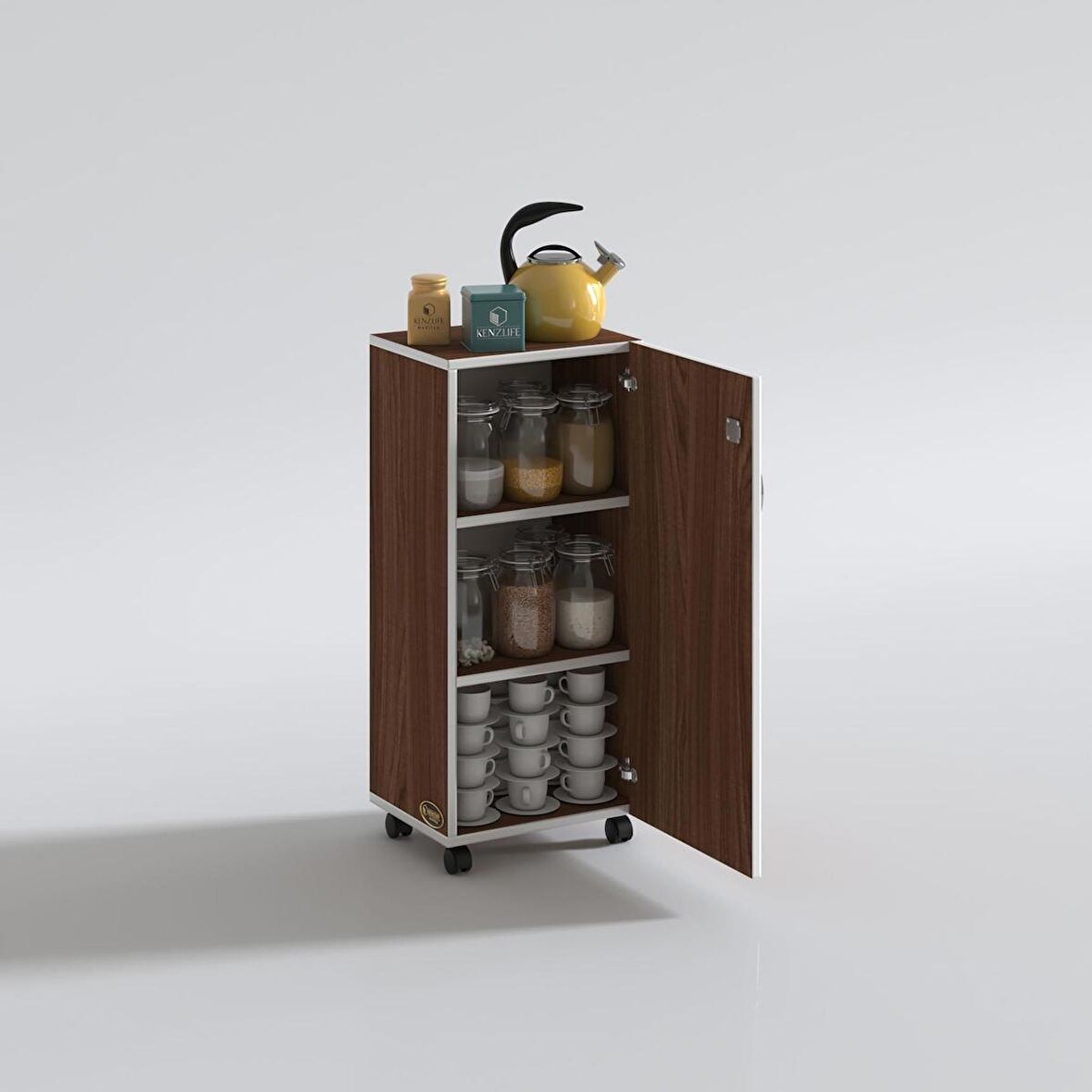 Kenzlife mutfak dolabı zehra 088*030*032 cvz kilitli tekerlekli banyo evrak ofis kitaplık ayakkabılık kiler