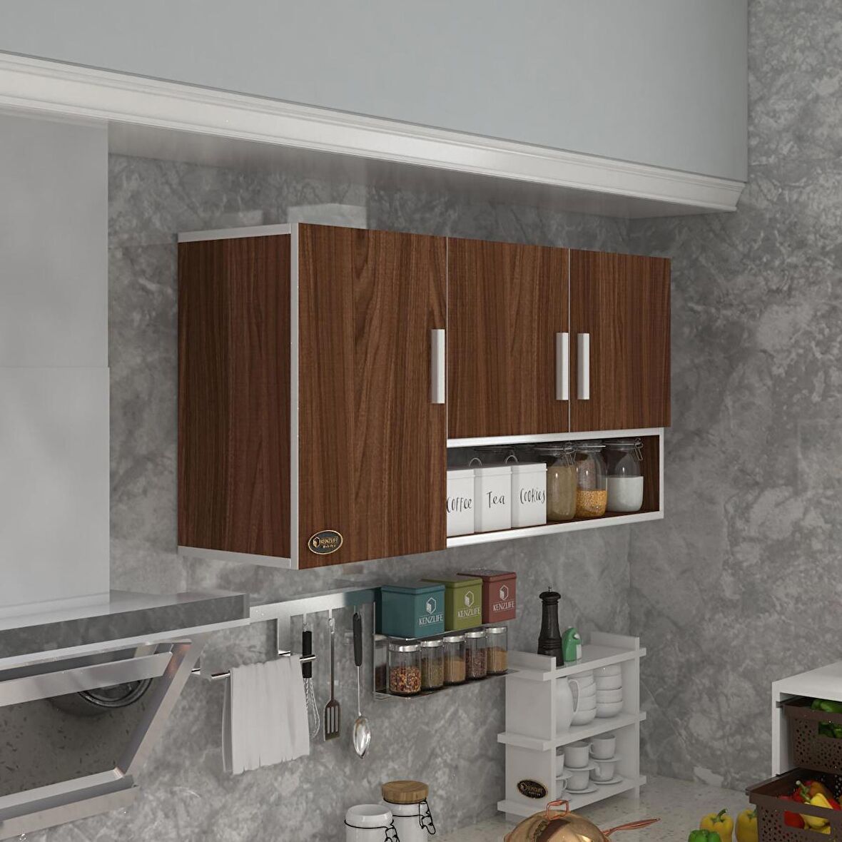 Kenzlife hazır mutfak mirandus22 cvz 060*120*22 mutfak banyo dolabı kapaklı raflı