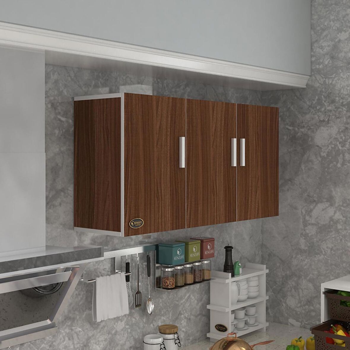 Kenzlife hazır mutfak canna22 cvz 060*120*22 mutfak banyo dolabı kapaklı raflı