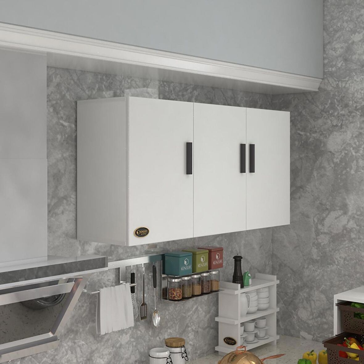 Kenzlife hazır mutfak canna32 byz 060*120*32 mutfak banyo dolabı kapaklı raflı