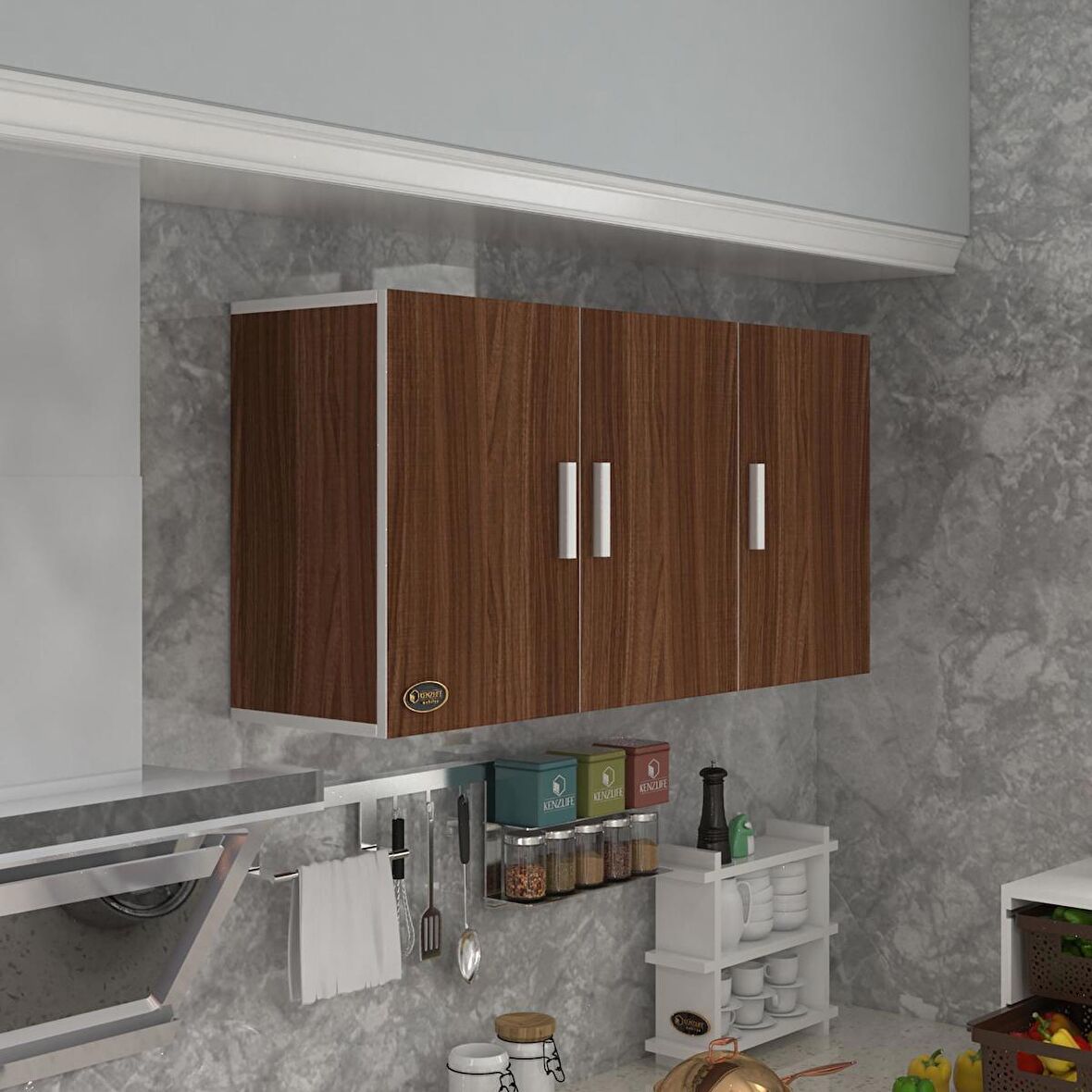 Kenzlife hazır mutfak dirca22 cvz 060*120*22 mutfak banyo dolabı kapaklı raflı