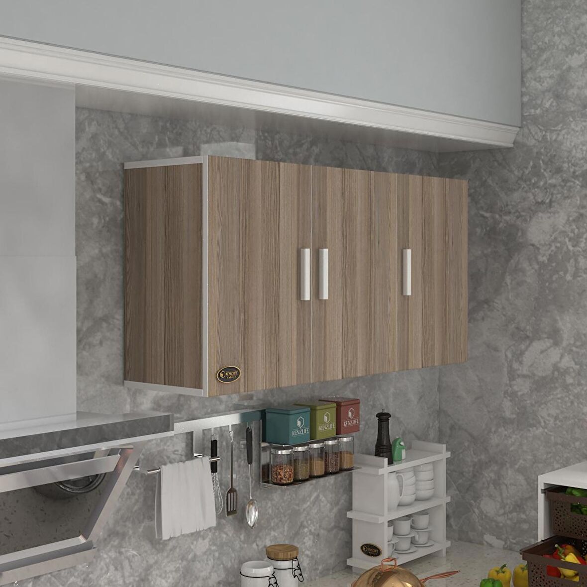 Kenzlife hazır mutfak dirca22 crd 060*120*22 mutfak banyo dolabı kapaklı raflı