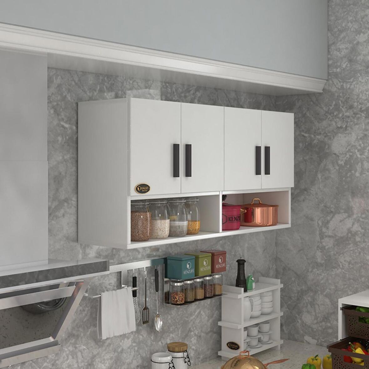 Kenzlife hazır mutfak vesper byz 060*120*32 mutfak banyo dolabı kapaklı raflı