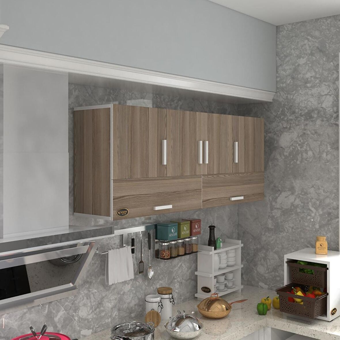 Kenzlife hazır mutfak general crd 060*150*32 mutfak banyo dolabı kapaklı raflı