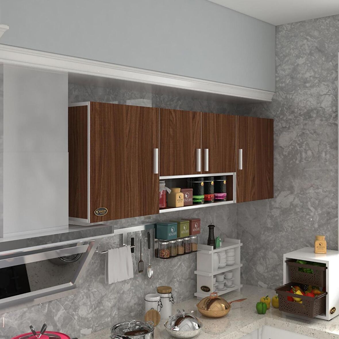 Kenzlife hazır mutfak packey cvz 060*180*32 mutfak banyo dolabı kapaklı raflı