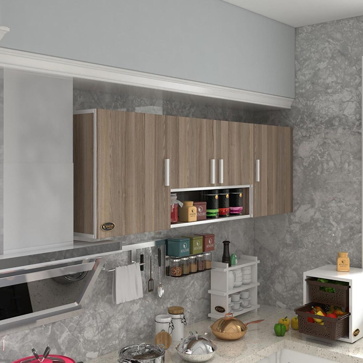 Kenzlife hazır mutfak packey crd 060*180*32 mutfak banyo dolabı kapaklı raflı