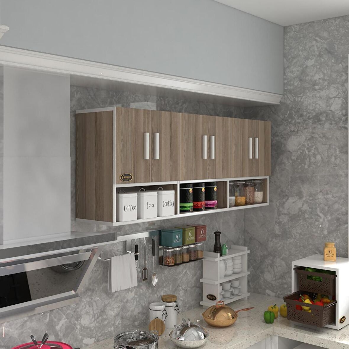 Kenzlife hazır mutfak liberato crd 060*150*32 mutfak banyo dolabı kapaklı raflı