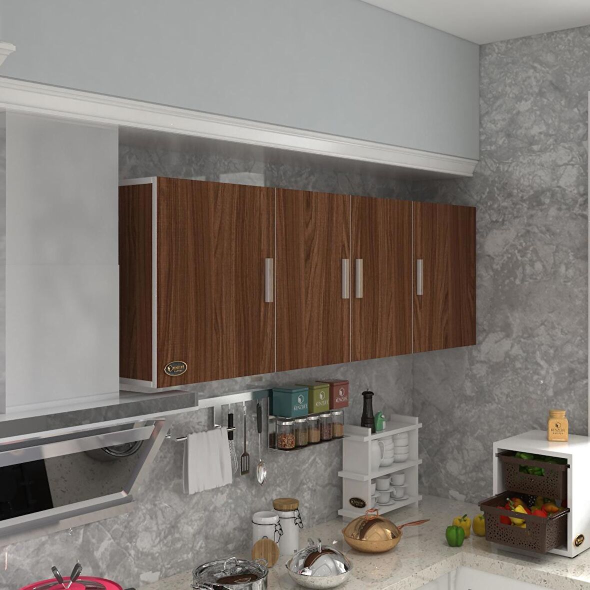 Kenzlife hazır mutfak silvanus cvz 060*180*32 mutfak banyo dolabı kapaklı raflı