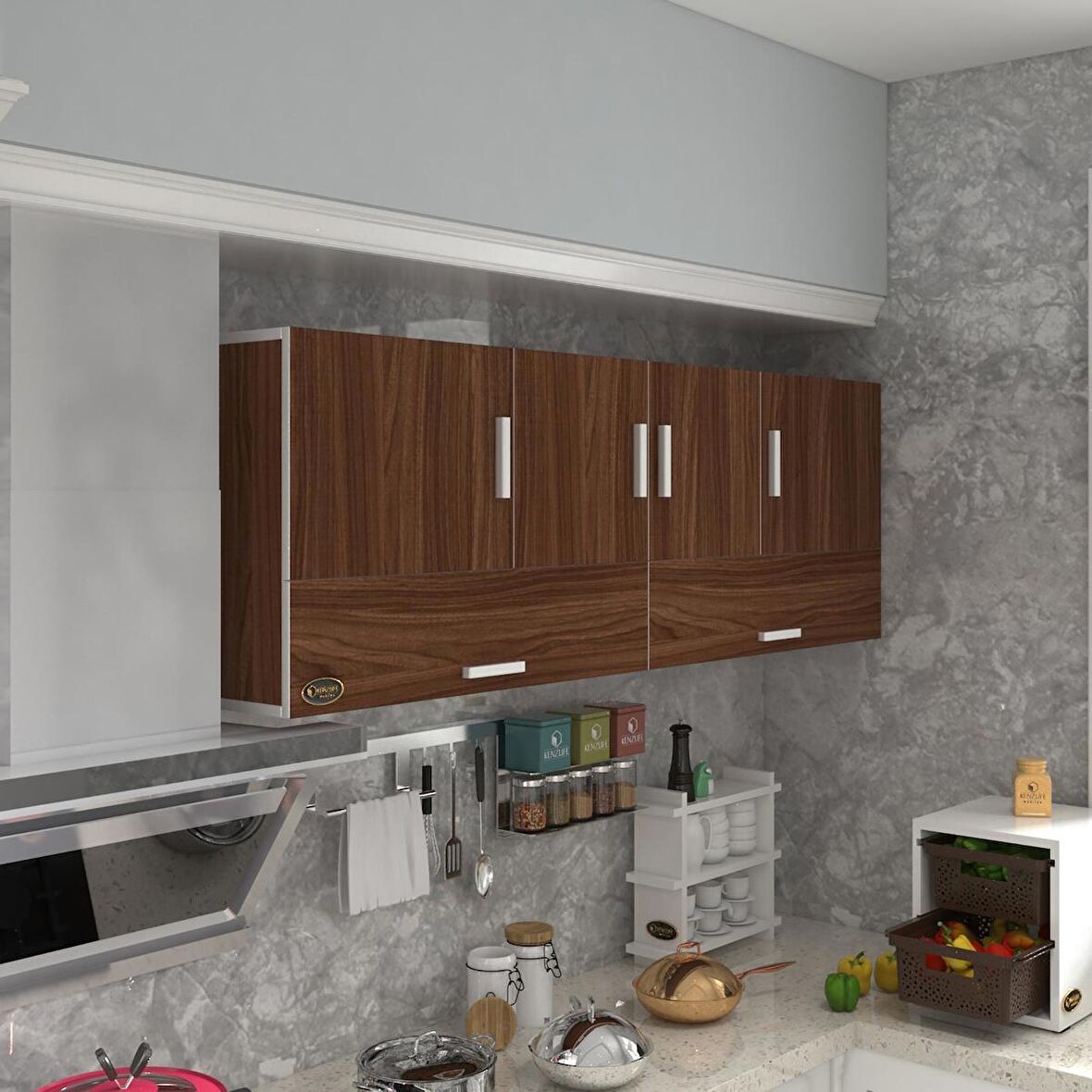 Kenzlife hazır mutfak perenna cvz 060*180*32 mutfak banyo dolabı kapaklı raflı