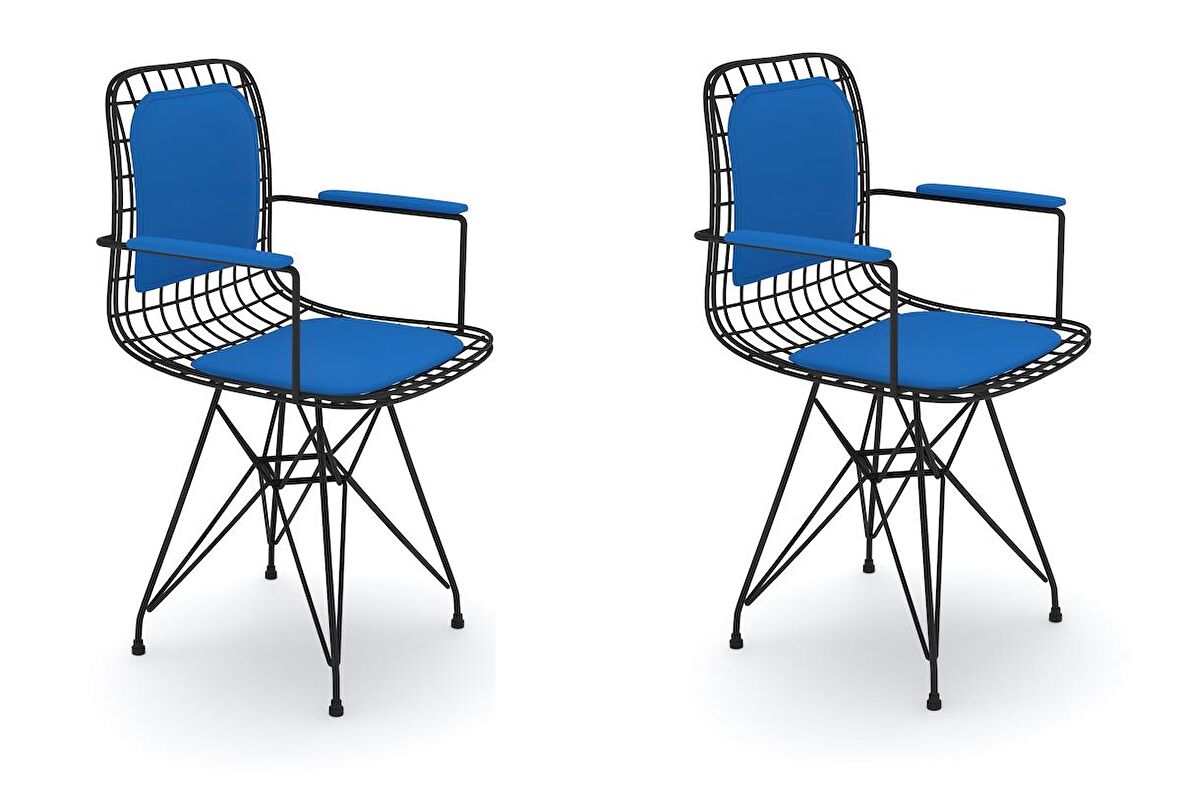 Knsz kafes tel sandalyesi 2 li mazlum syhmvi kolçaklı sırt minderli ofis cafe bahçe mutfak