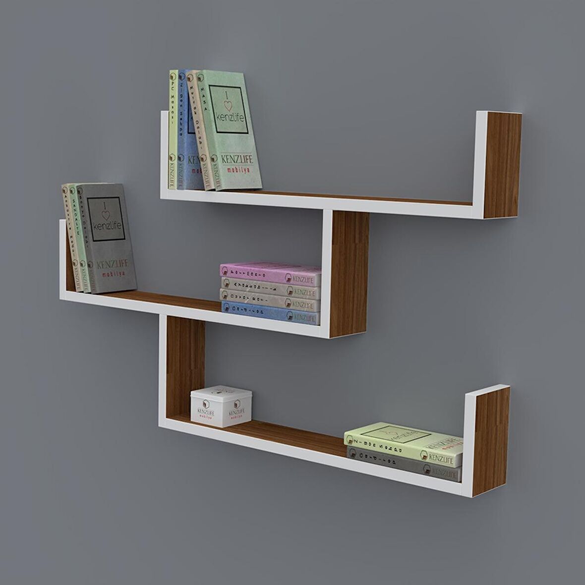 Kenzlife kitaplık gülin 055*080*20 cvz duvar rafı 