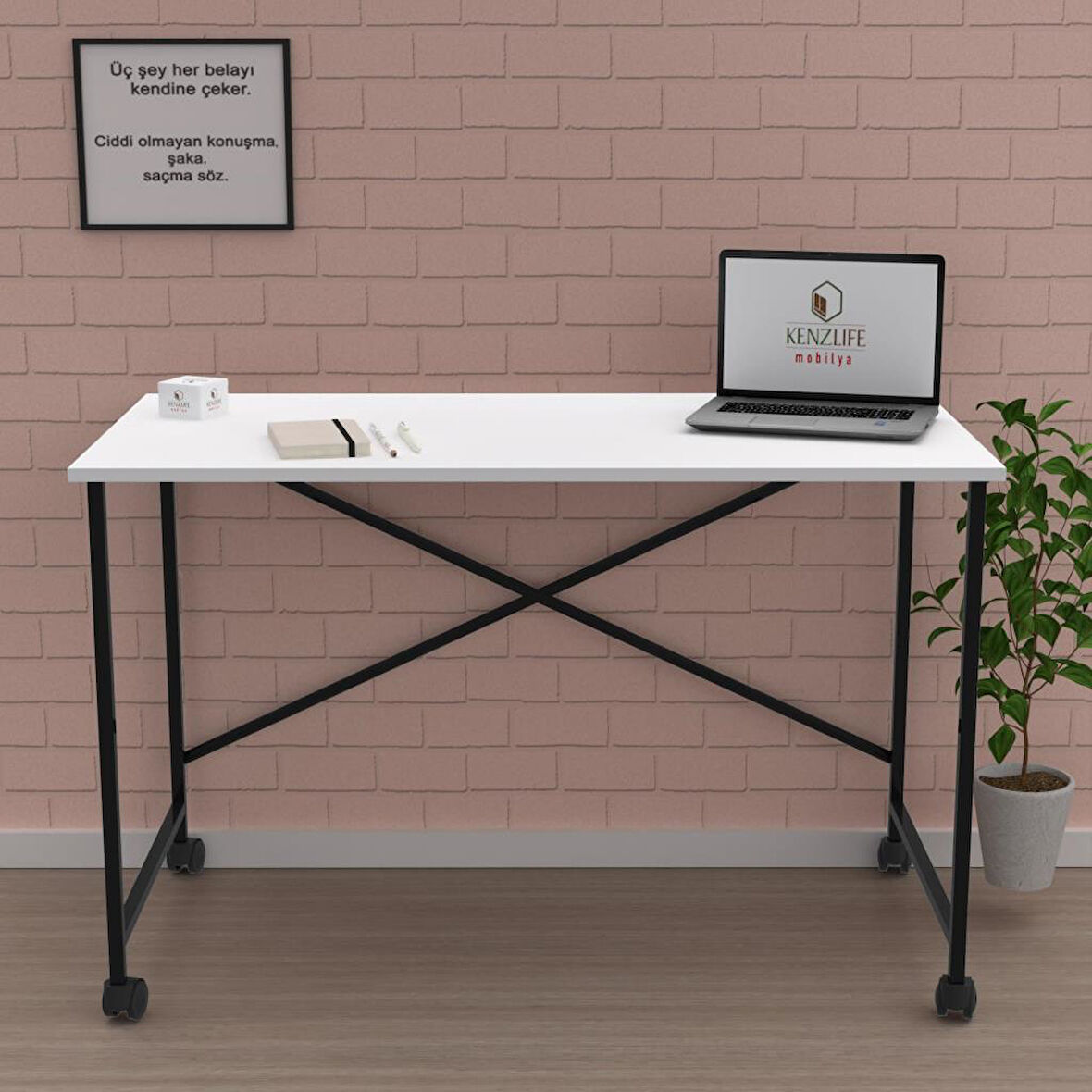 Kenzlife ofis masası momoko 075*130*40 byzsyh tekerlekli bilgisayar çalışma büro