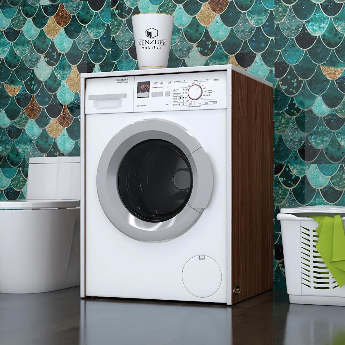 Kenzlife çamaşır makinesi dolabı naum cvz 90*70*60 banyo kapaksız arkalıksız