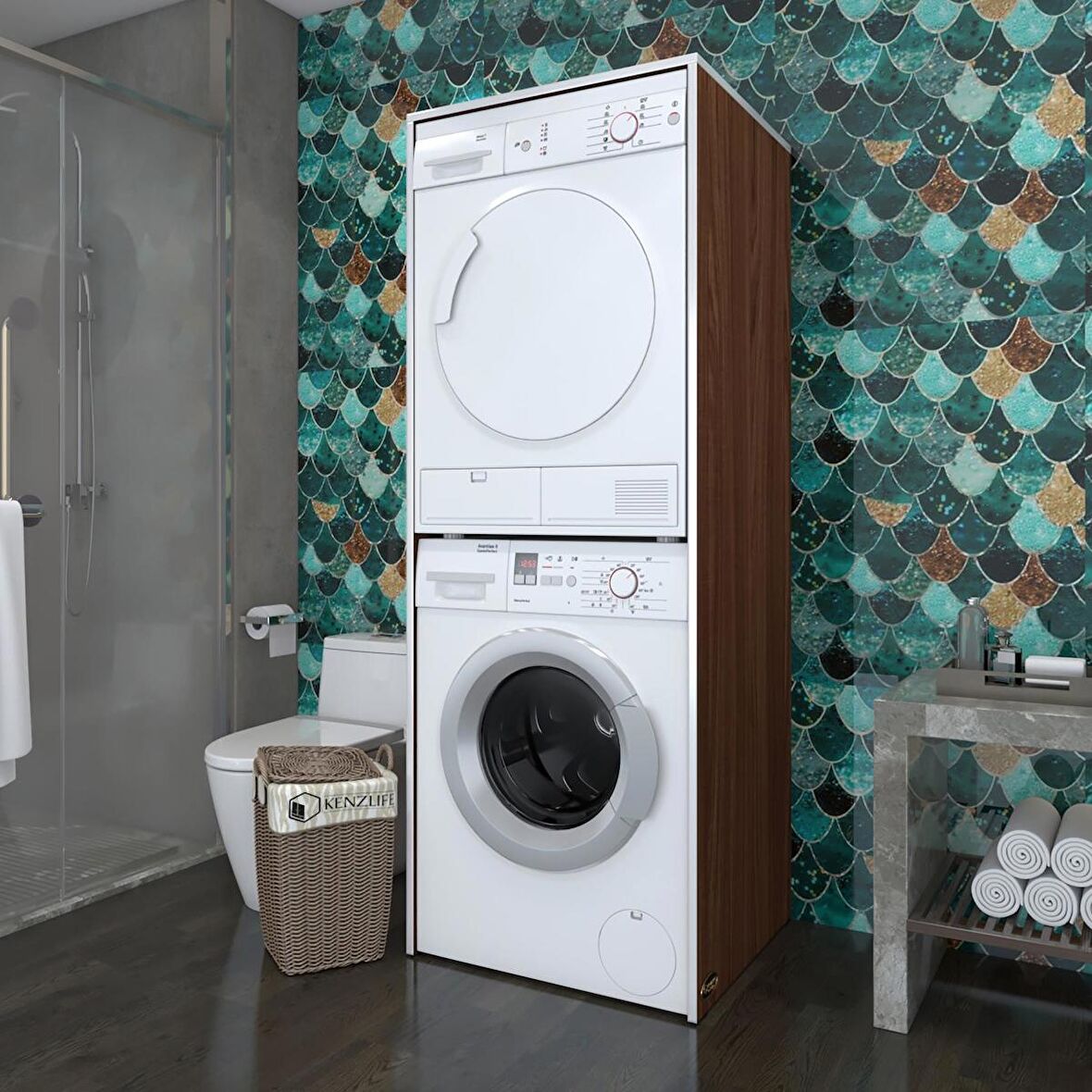 Kenzlife çamaşır-kurutma makinesi dolabı zakhar cvz 180*70*60 banyo kapaksız arkalıksız