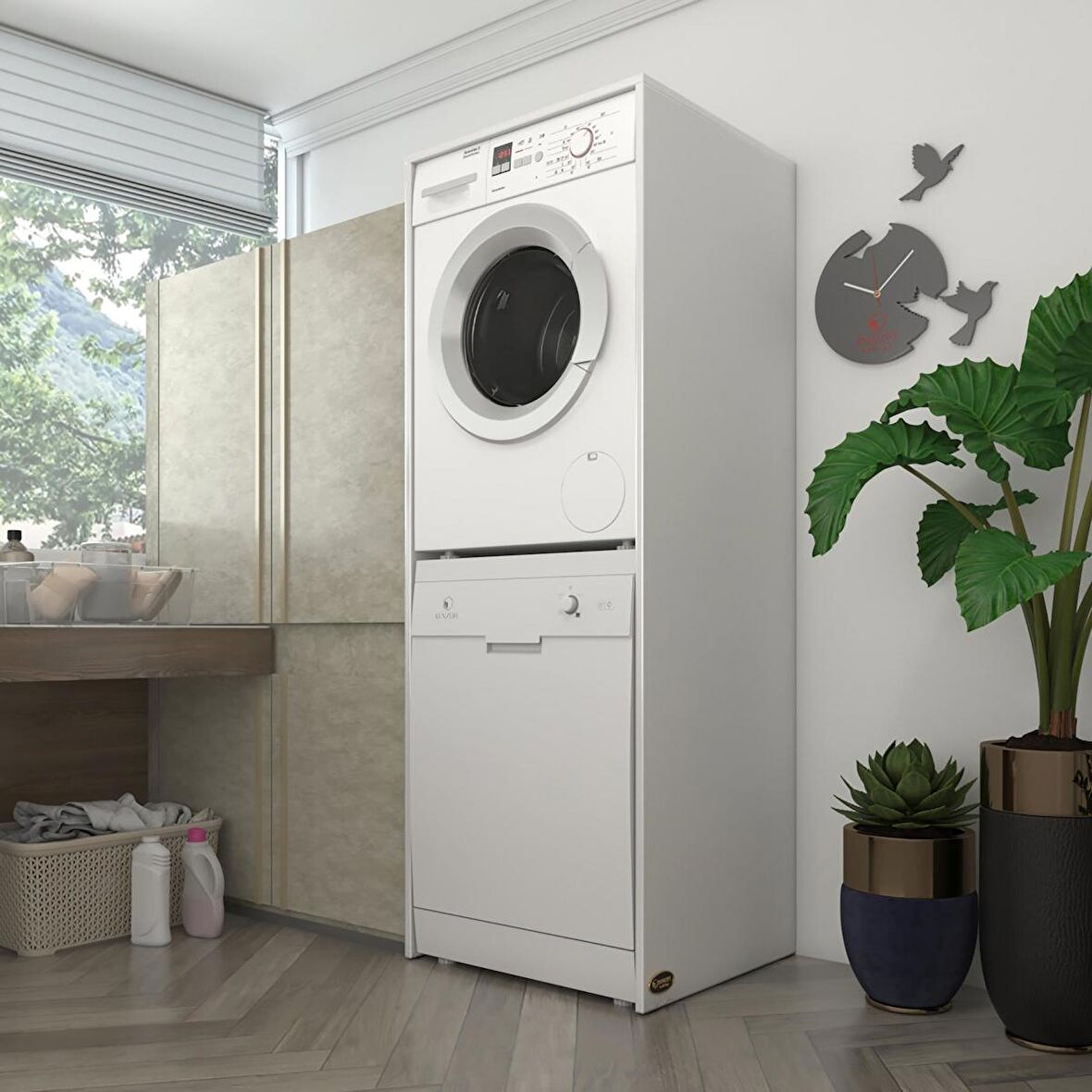 Kenzlife çamaşır-bulaşık makinesi dolabı borya byz 180*70*60 banyo kapaksız arkalıksız