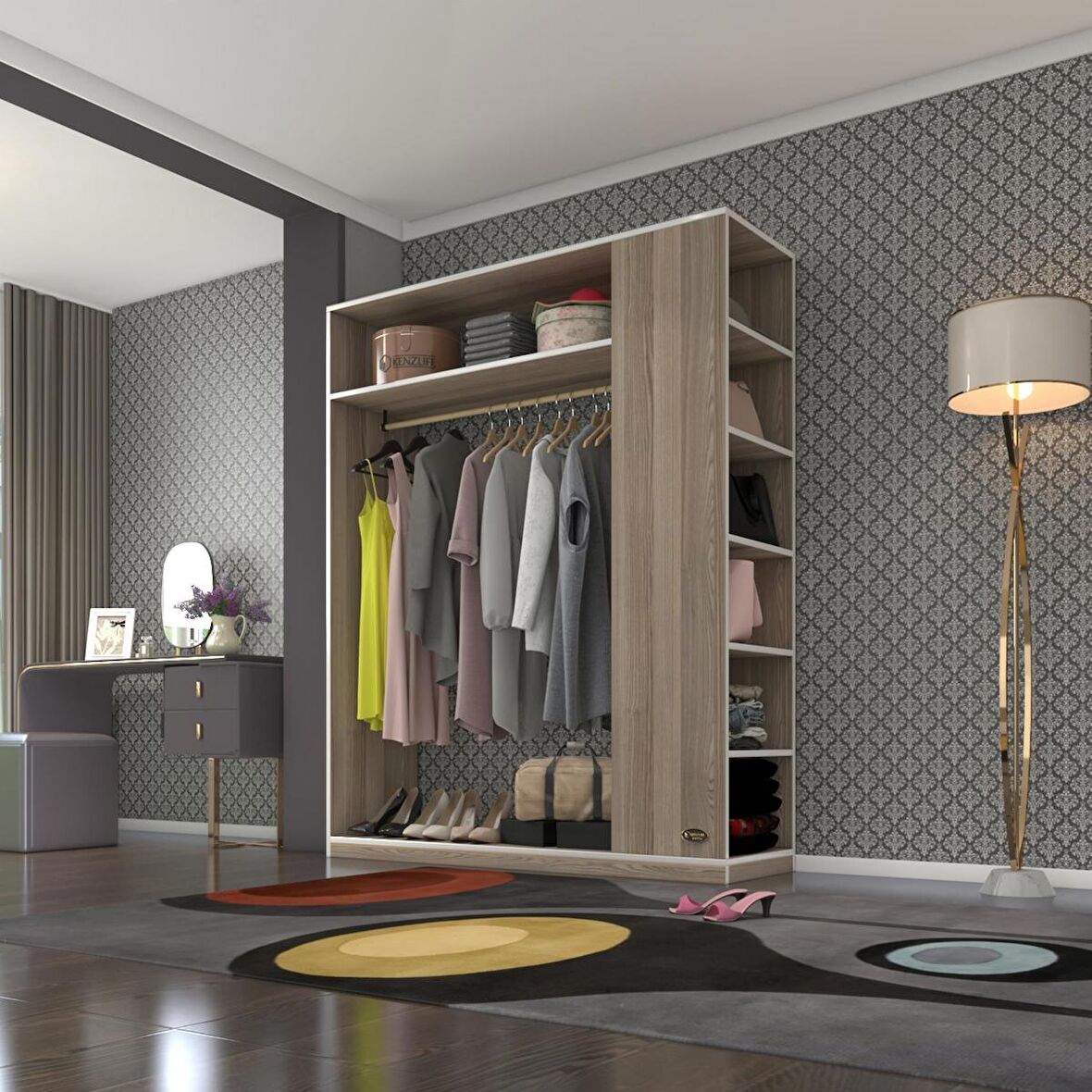 Kenzlife giysi dolabı bayram 180*150*40 crd gardırop