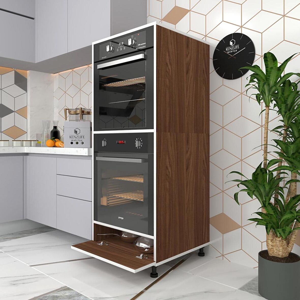 Kenzlife fırın dolabı halime cvz 145*60*56 mutfak kapaklı ayaklı banyo kiler ofis