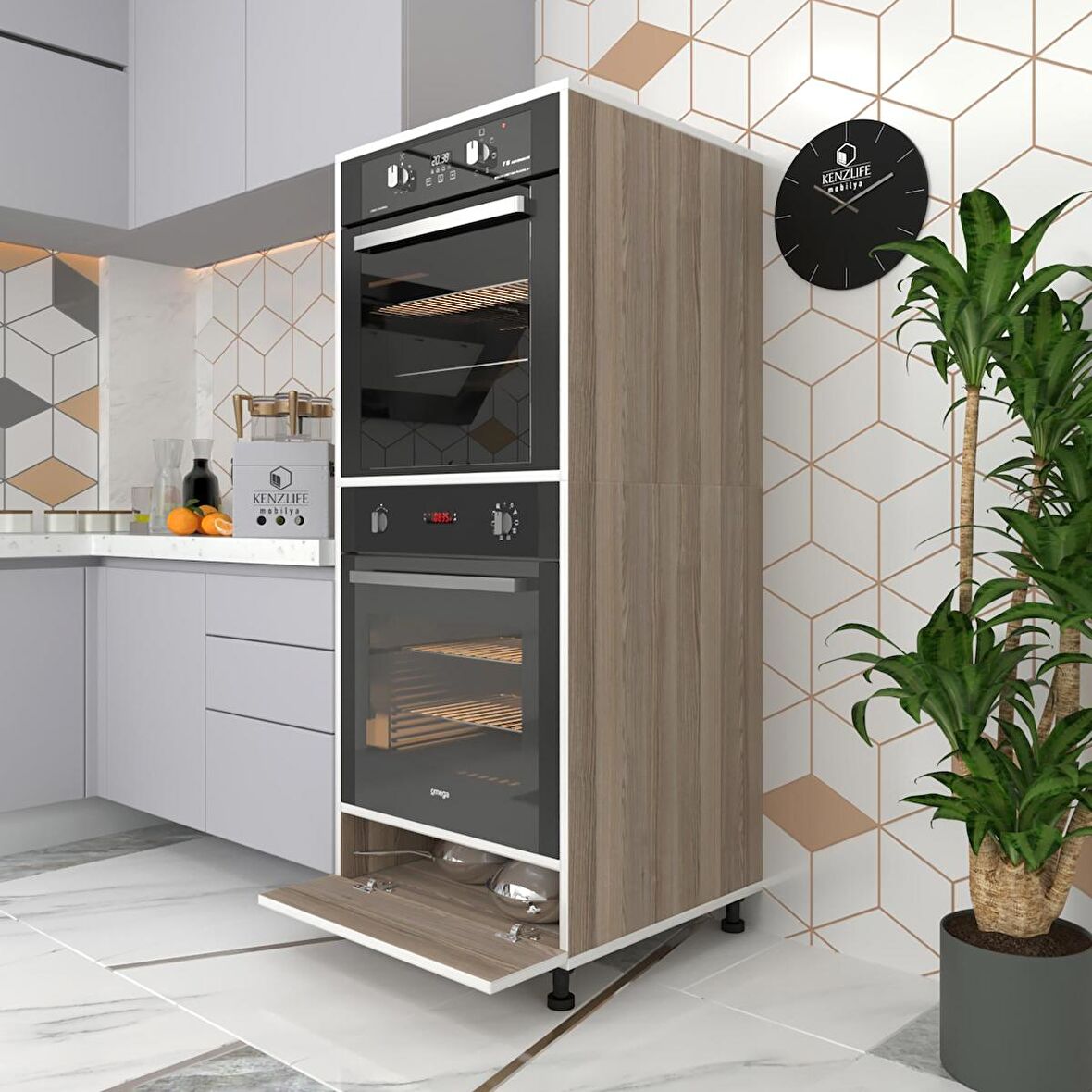 Kenzlife fırın dolabı halime crd 145*60*56 mutfak kapaklı ayaklı banyo kiler ofis