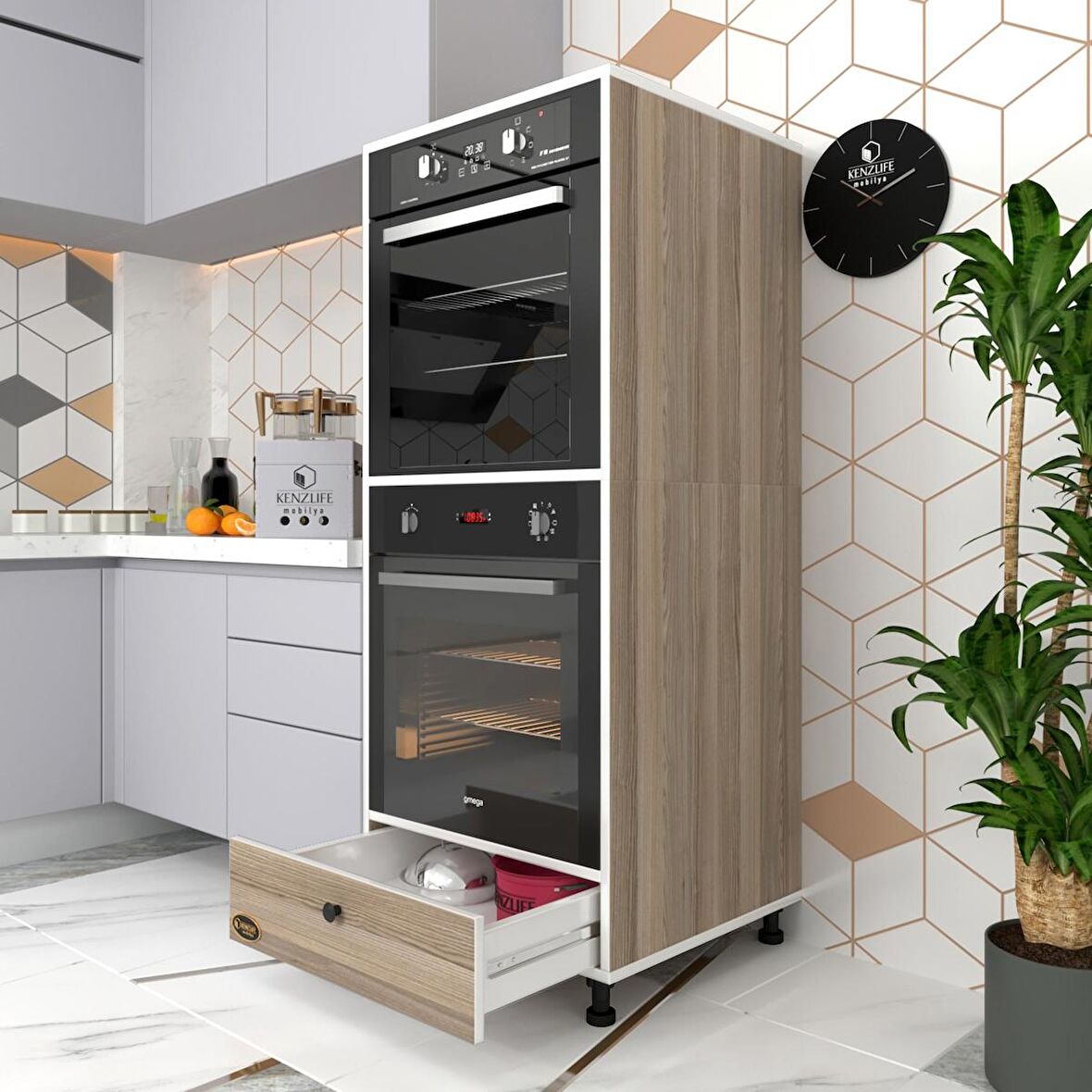 Kenzlife fırın dolabı naime crd 145*60*56 mutfak çekmeceli ayaklı banyo kiler ofis