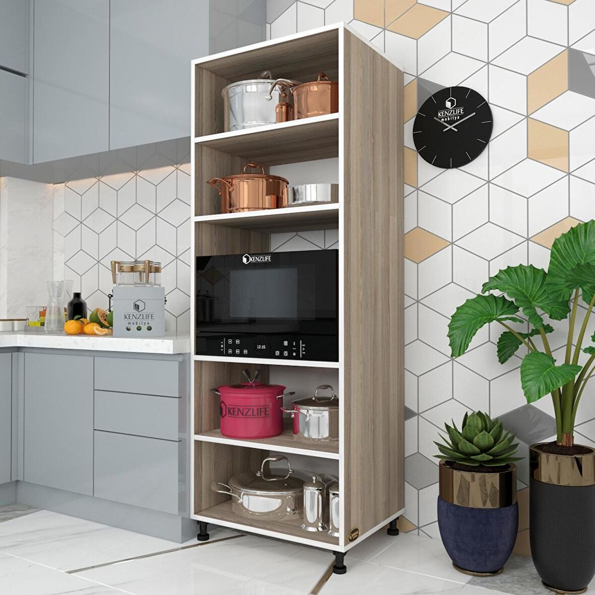 Kenzlife fırın dolabı müzeyyen crd 180*65*50 mutfak XLARGE ayaklı banyo kiler ofis