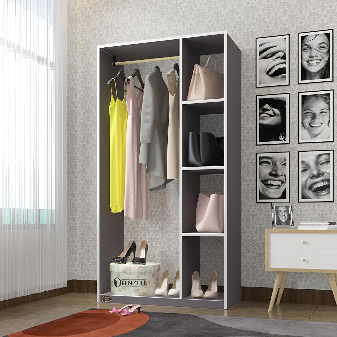 Kenzlife giysi dolabı alpaslan 175*90*40 gri gardırop