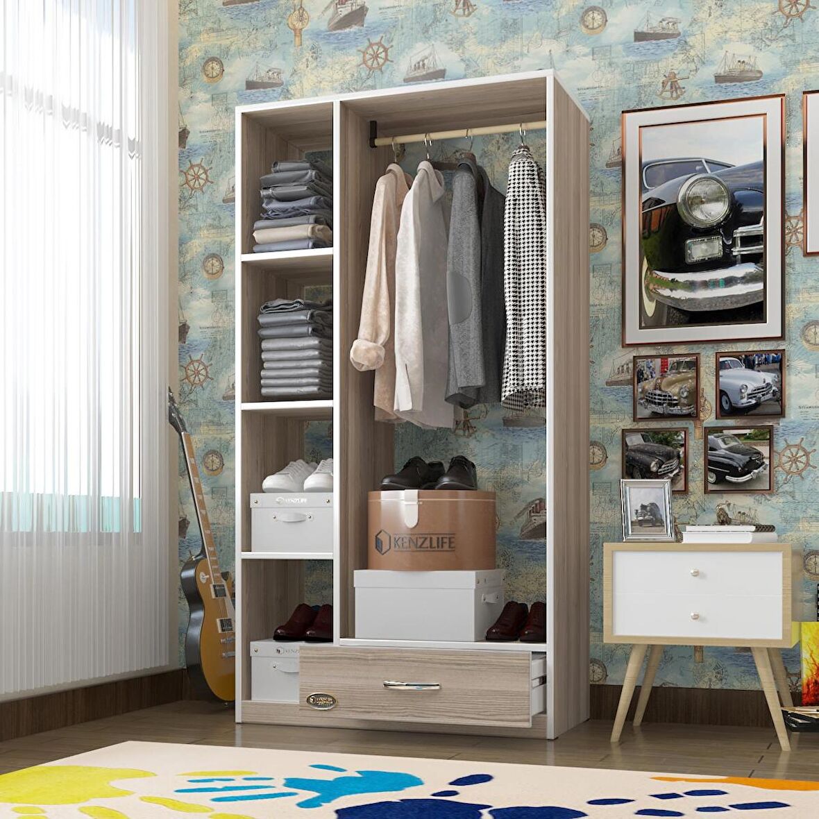 Kenzlife giysi dolabı mengühan 175*90*40 crd gardırop 1 çekmeceli