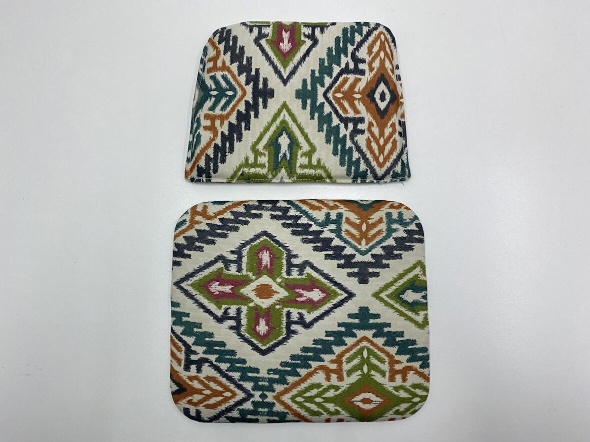 Knsz minder seti 1 li mazlum kilim desen oturma ve sırt tel sandalyesi minderi bir arada