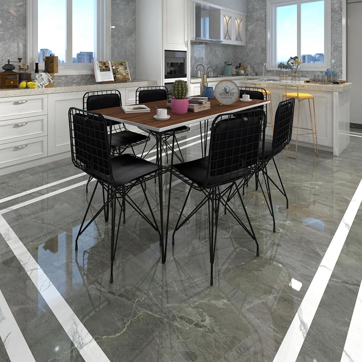 Knsz masa sandalye takımı hem75mazlum cvzsyh 130*070 sm 6 sandalye syhsyh sırt minderli