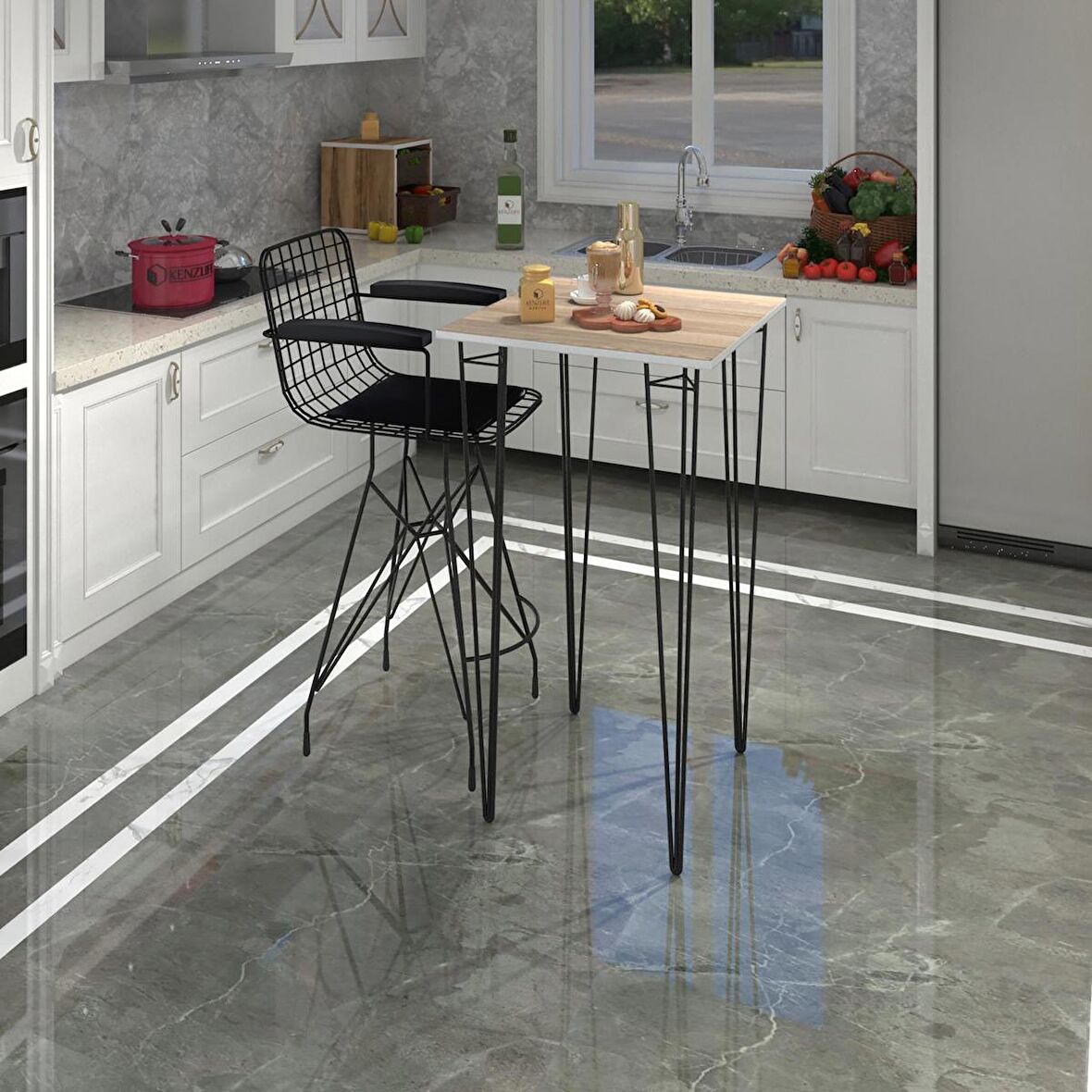 Knsz masa sandalye takımı hem105zengin crdsyh 060*060 1 sandalye syhsyh kolçaklı