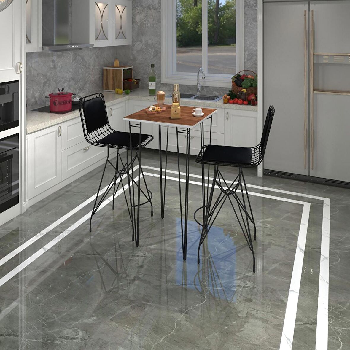 Knsz masa sandalye takımı hem105zengin cvzsyh 070*070 2 sandalye syhsyh sırt minderli