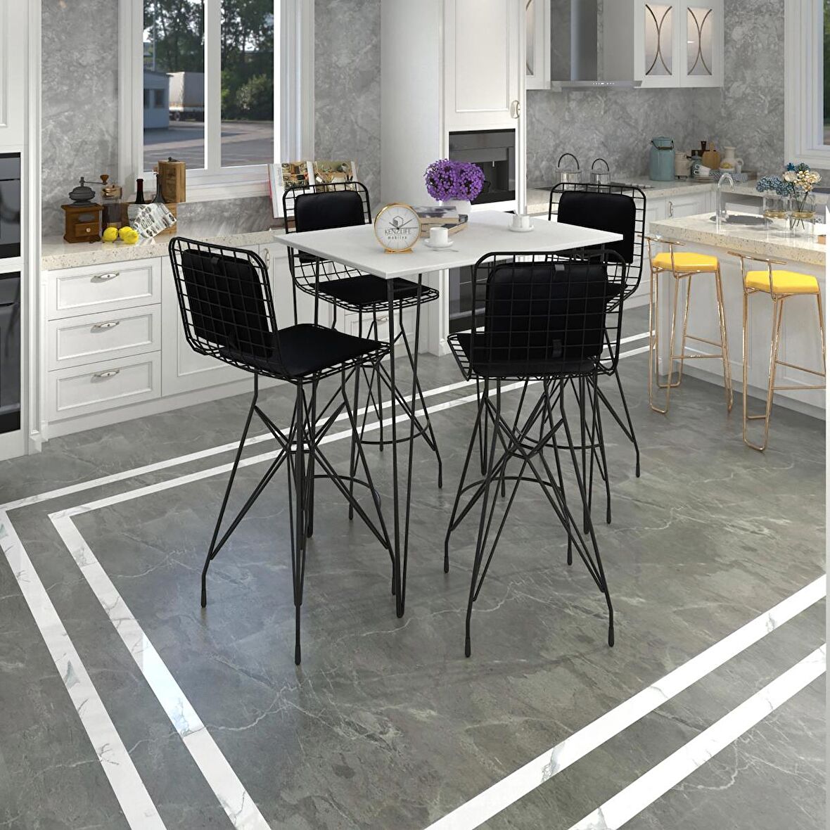 Knsz masa sandalye takımı hem105zengin byzsyh 100*070 4 sandalye syhsyh sırt minderli