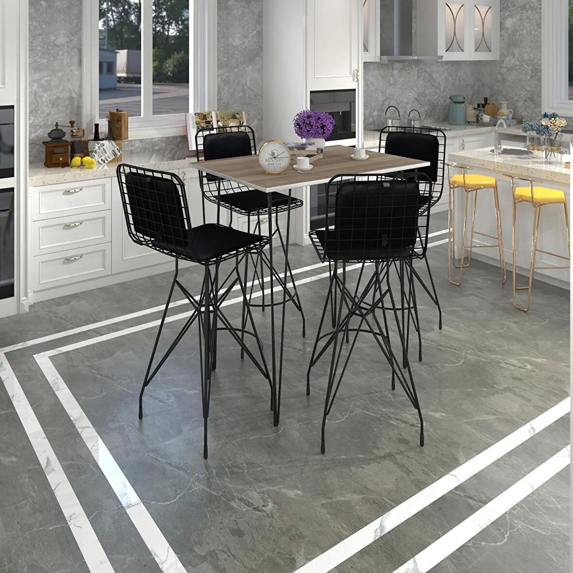 Knsz masa sandalye takımı hem105zengin crdsyh 100*070 4 sandalye syhsyh sırt minderli