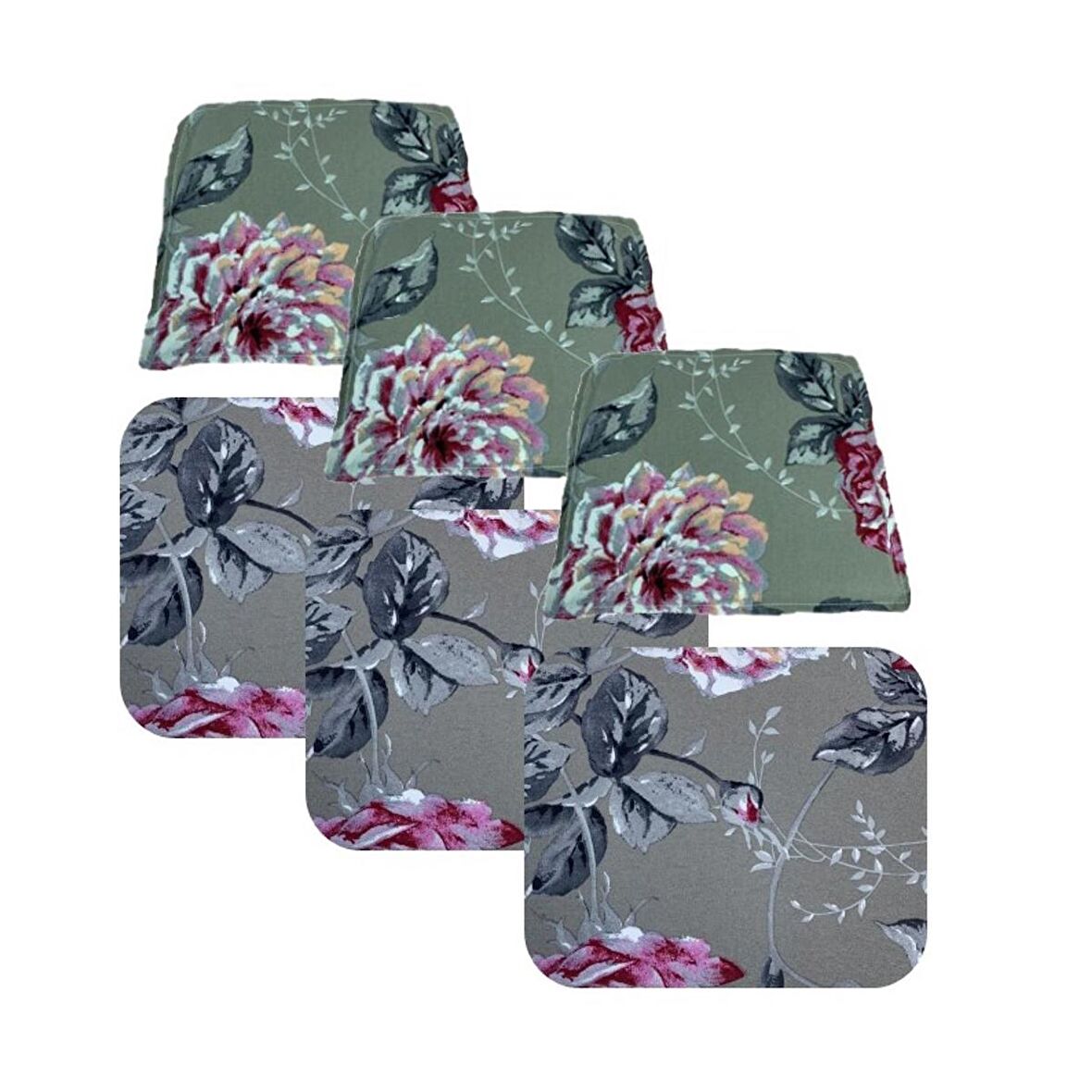 Knsz minder seti 3 lü mazlum yaprak gri kumaş oturma ve sırt tel sandalyesi minderi bir arada